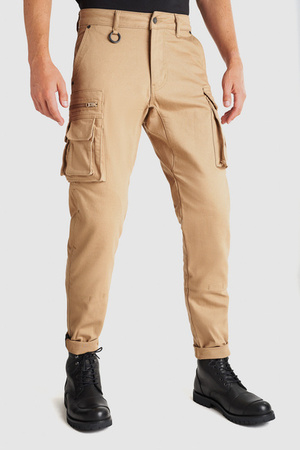 Spodnie męskie jeans PANDO MOTO DESERT CARGO BEIGE 